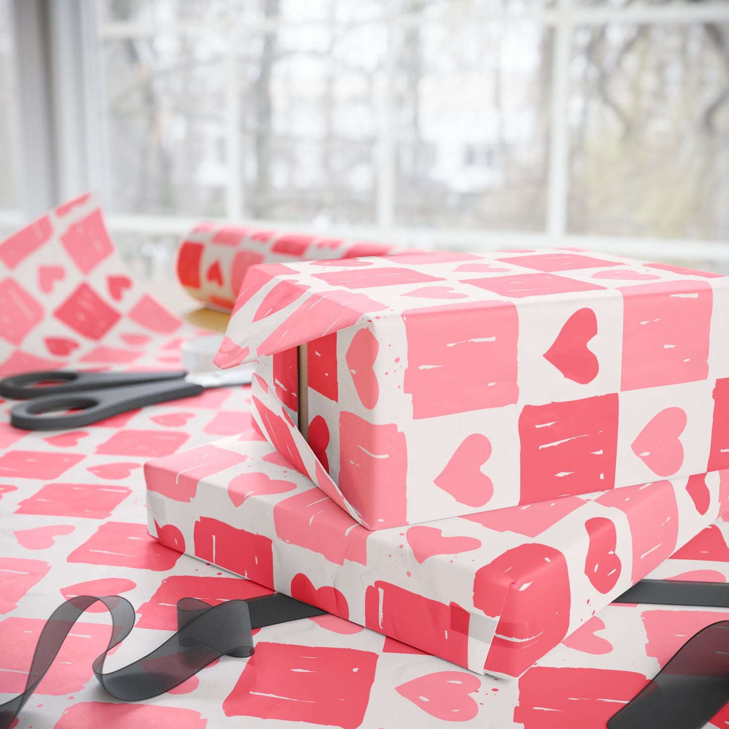 Heart Pattern Wrapping Paper - Valentine's Gift Wrap, Birthday Wrapping, Unique Gift Packaging, Celebration Decor, Eco-Friendly Paper