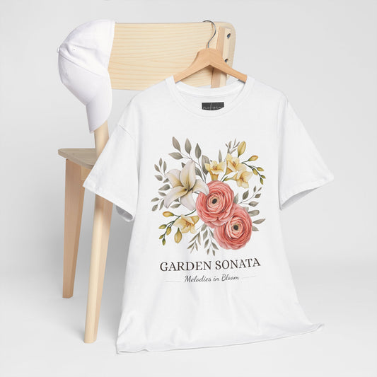 Floral Music Tee - Garden Sonata Shirt, Unisex Floral Tee, Music Lover Gift, Spring Style, Wedding Attire