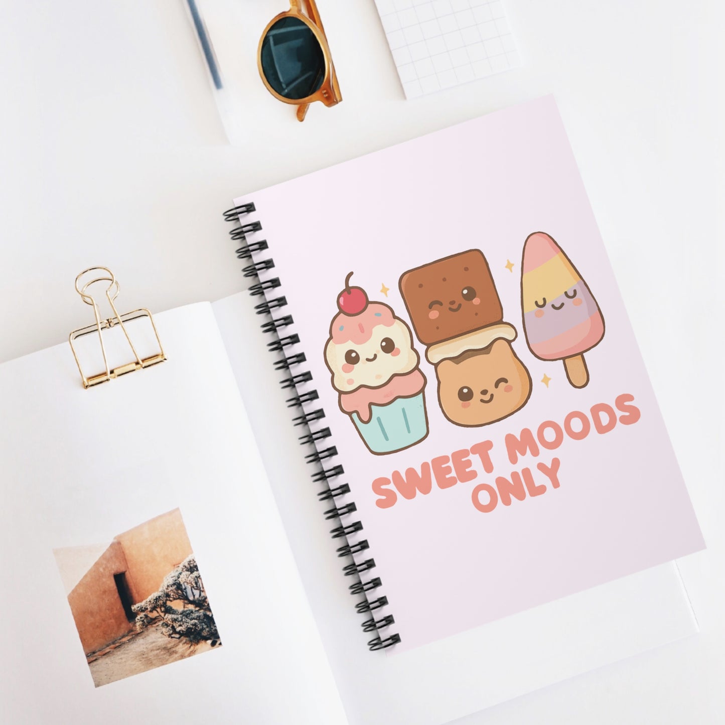 Cute Kawaii Spiral Notebook, Sweet Moods Only Journal for Students, Gift for Teachers, School Supplies, Diary for Kids, Writing Stationery