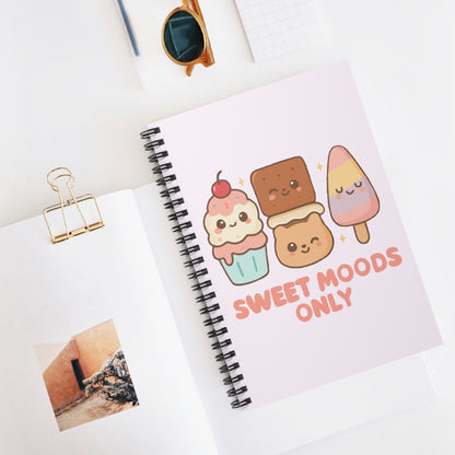 Cute Kawaii Spiral Notebook, Sweet Moods Only Journal for Students, Gift for Teachers, School Supplies, Diary for Kids, Writing Stationery